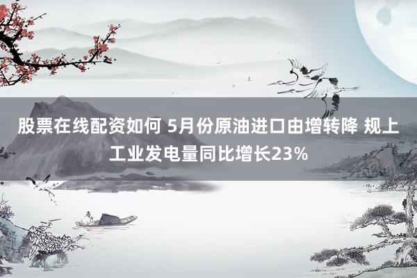 股票在线配资如何 5月份原油进口由增转降 规上工业发电量同比增长23%