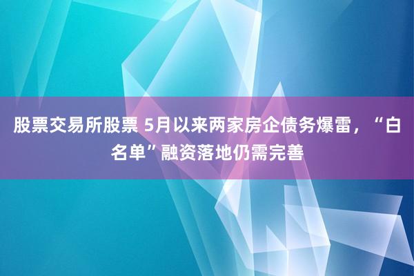股票交易所股票 5月以来两家房企债务爆雷，“白名单”融资落地仍需完善