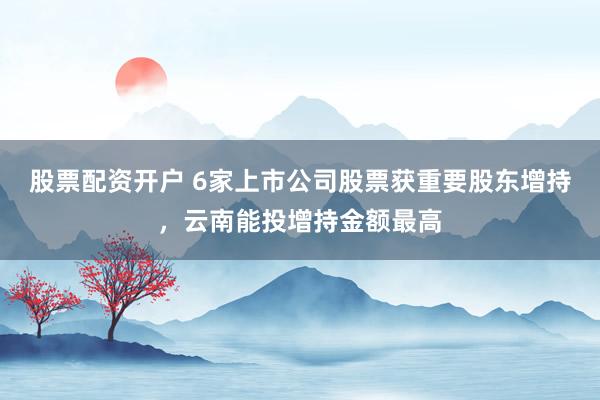 股票配资开户 6家上市公司股票获重要股东增持，云南能投增持金额最高